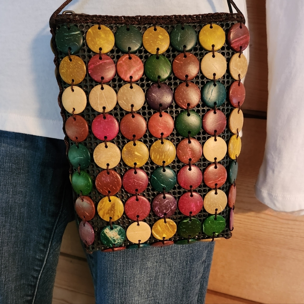 Artisan Handcrafted Coconut Shell Beaded Multicol… - image 2